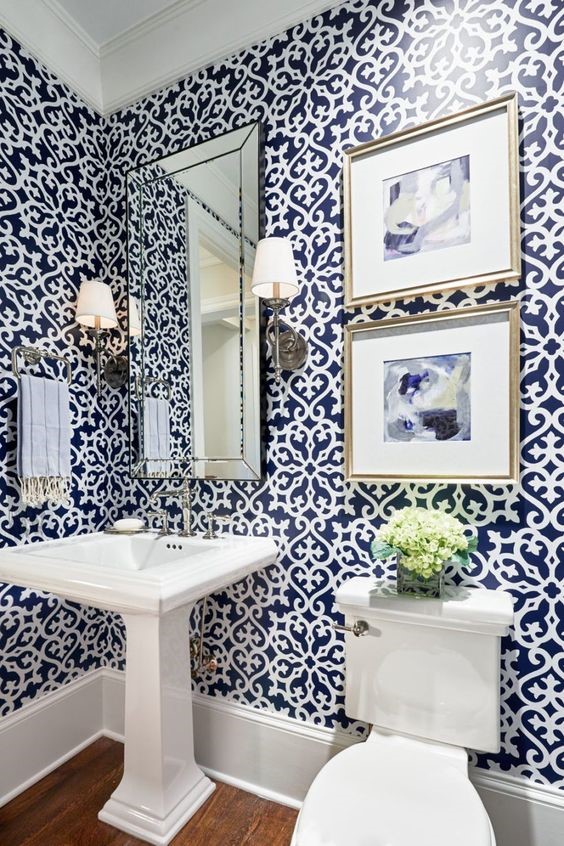 blue powder room 1 10 Powder Rooms That Will Take Your Breath Away